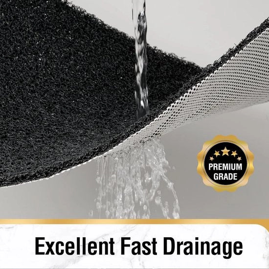Mat Anti-Slittamento con Drenaggio 60 x 60 cm con Luffa PVC soffice - Rapido Asciugamento - Nero