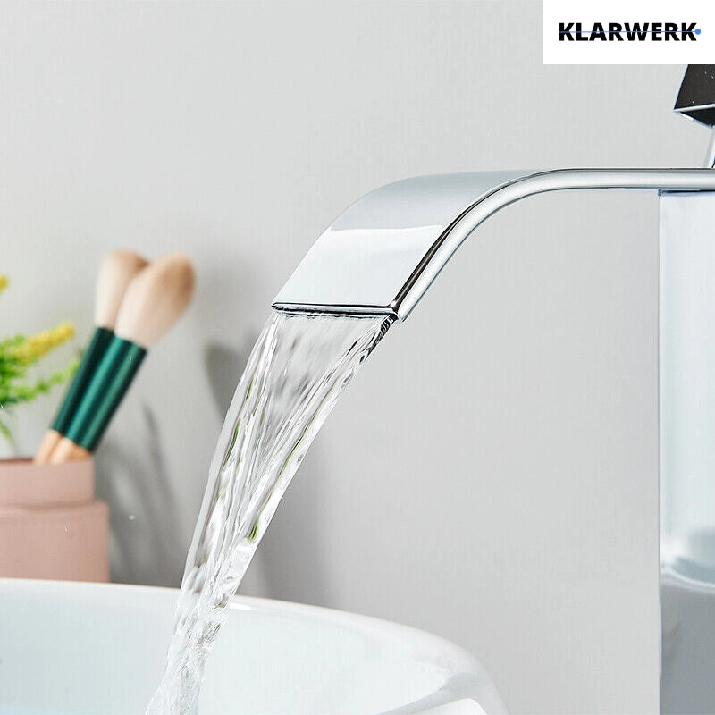 ROSA | Rubinetto da bagno premium a cascata alta cromato | miscelatore Hotel Gastro Premium per lavabo freestanding - in acciaio inox con bocca alta