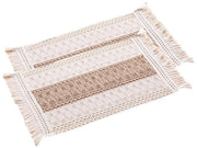 Tavoliere bohemiani tessuti a mano - Set di tovaglie in cotone - Lavabile - Beige - Decorazione da tavola - Adatto per casa, cucina, ristoranti, matrimoni