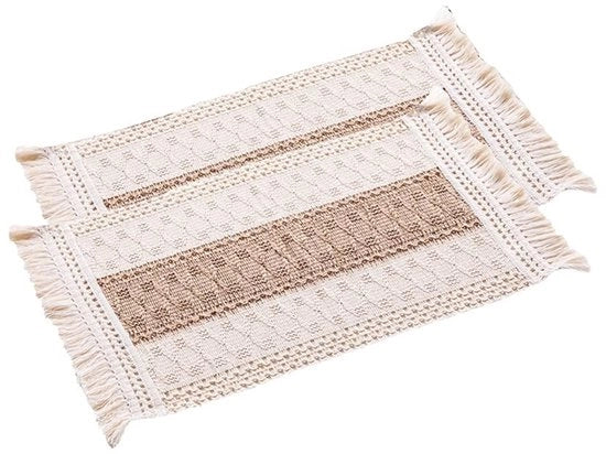 Tavoliere bohemiani tessuti a mano - Set di tovaglie in cotone - Lavabile - Beige - Decorazione da tavola - Adatto per casa, cucina, ristoranti, matrimoni