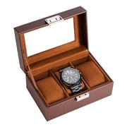 Cassa orologio shockbestendig con 3 compartimenti e coperchio in vetro per appassionati di orologi