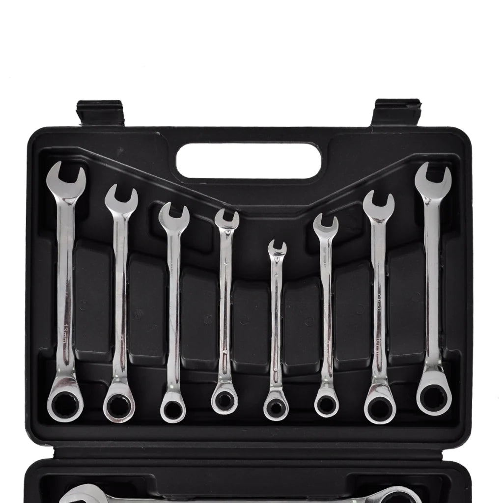 Set di chiavi a cricchetto combinate da 12 pezzi per attrezzi da garage officina e fai da te nero 3402056