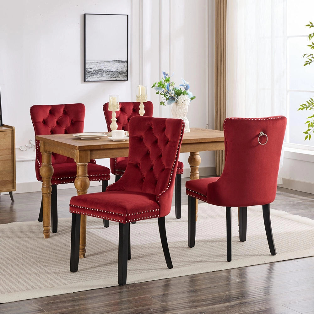 Set 2 sedie Nikki - Xylo - velluto bordeaux gambe legno