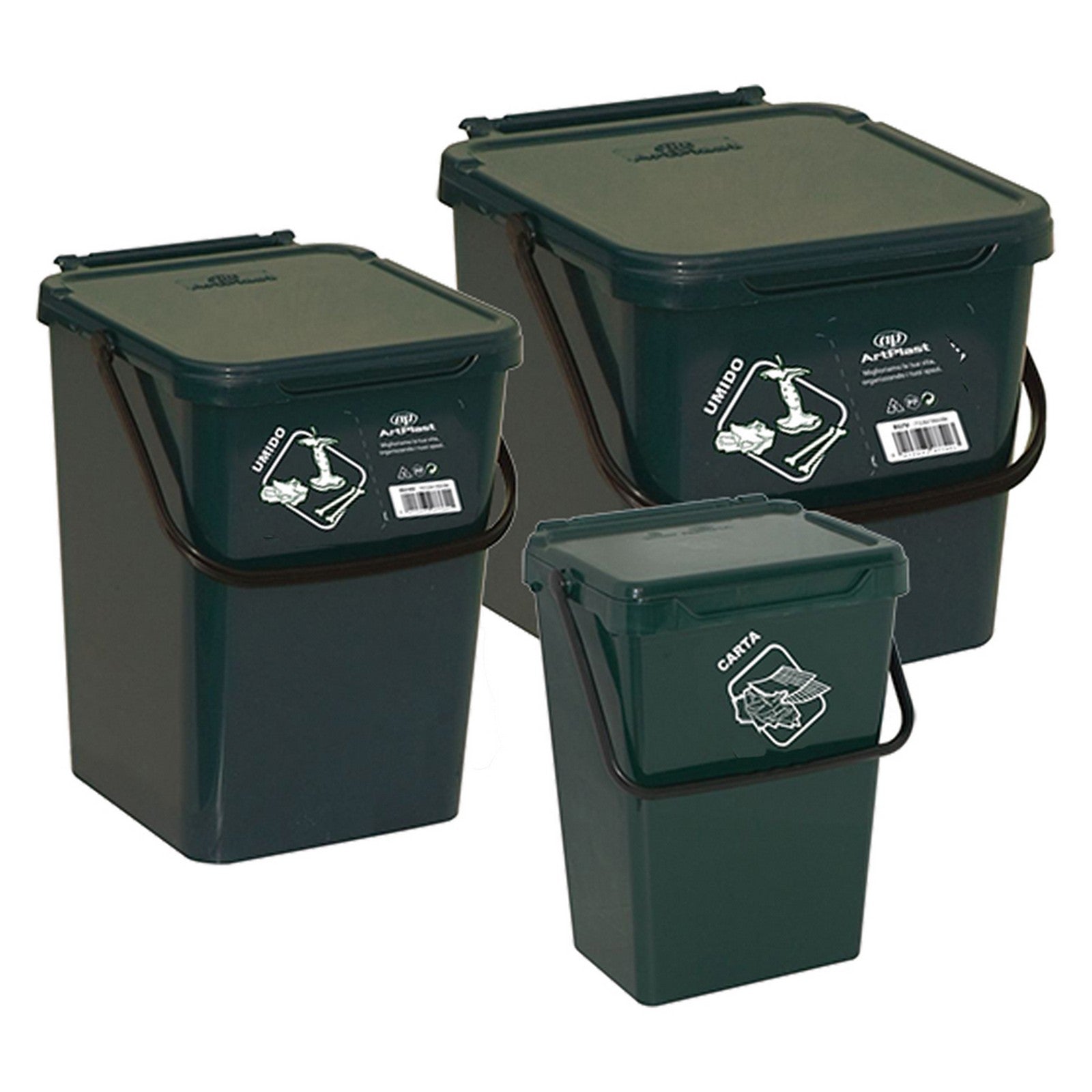 secchio per raccolta differenziata 10 litri - cm 23 x 24 x 30 cod:ferx.8035070nlm