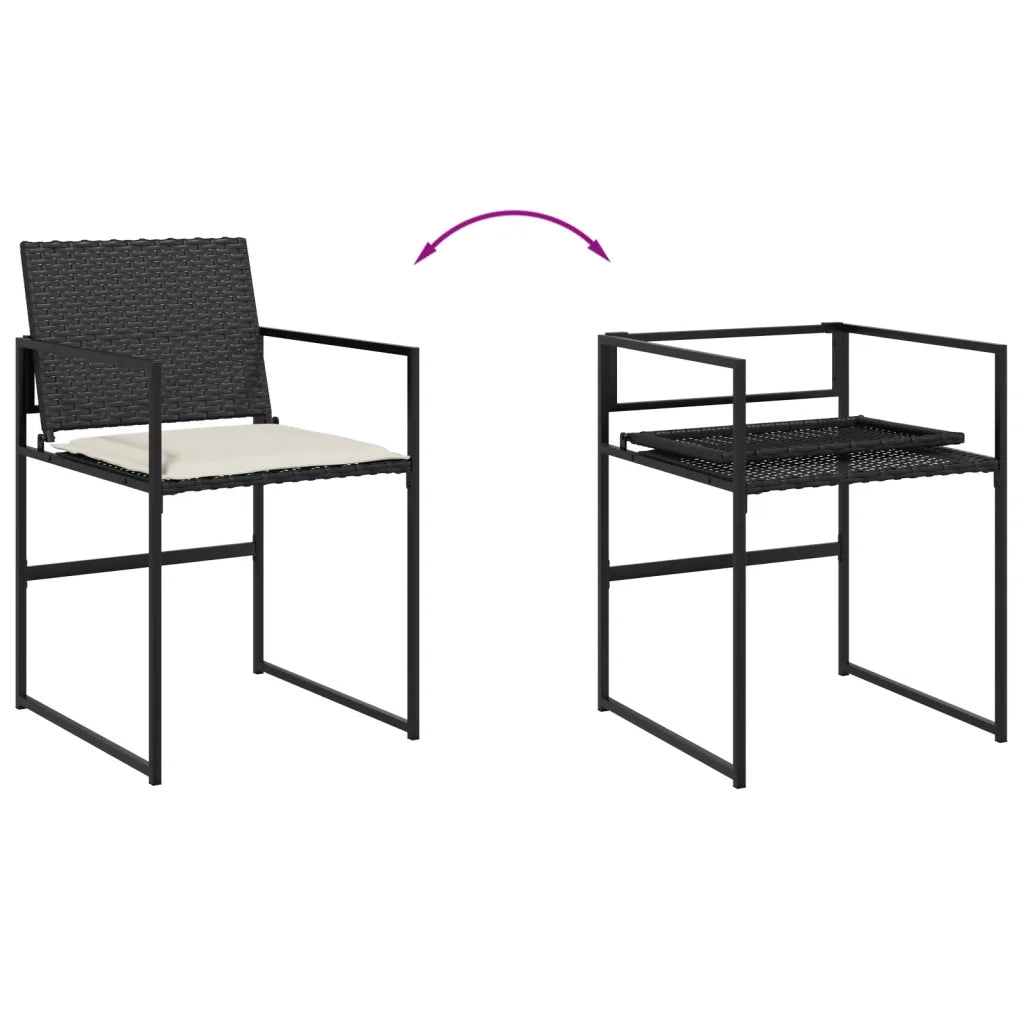 Set da Pranzo da Giardino 9 pz con Cuscini Nero in Polyrattan 3295068