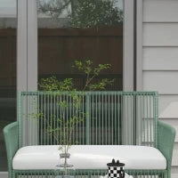 Set da Giardino in Rattan da 4 Pezzi con 2 Poltroncine, Divano e Tavolino da Caffè, Verde