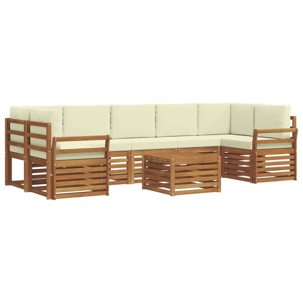 Set di divani da esterno con cuscino 8 pcs Naturale e Crema 3374530