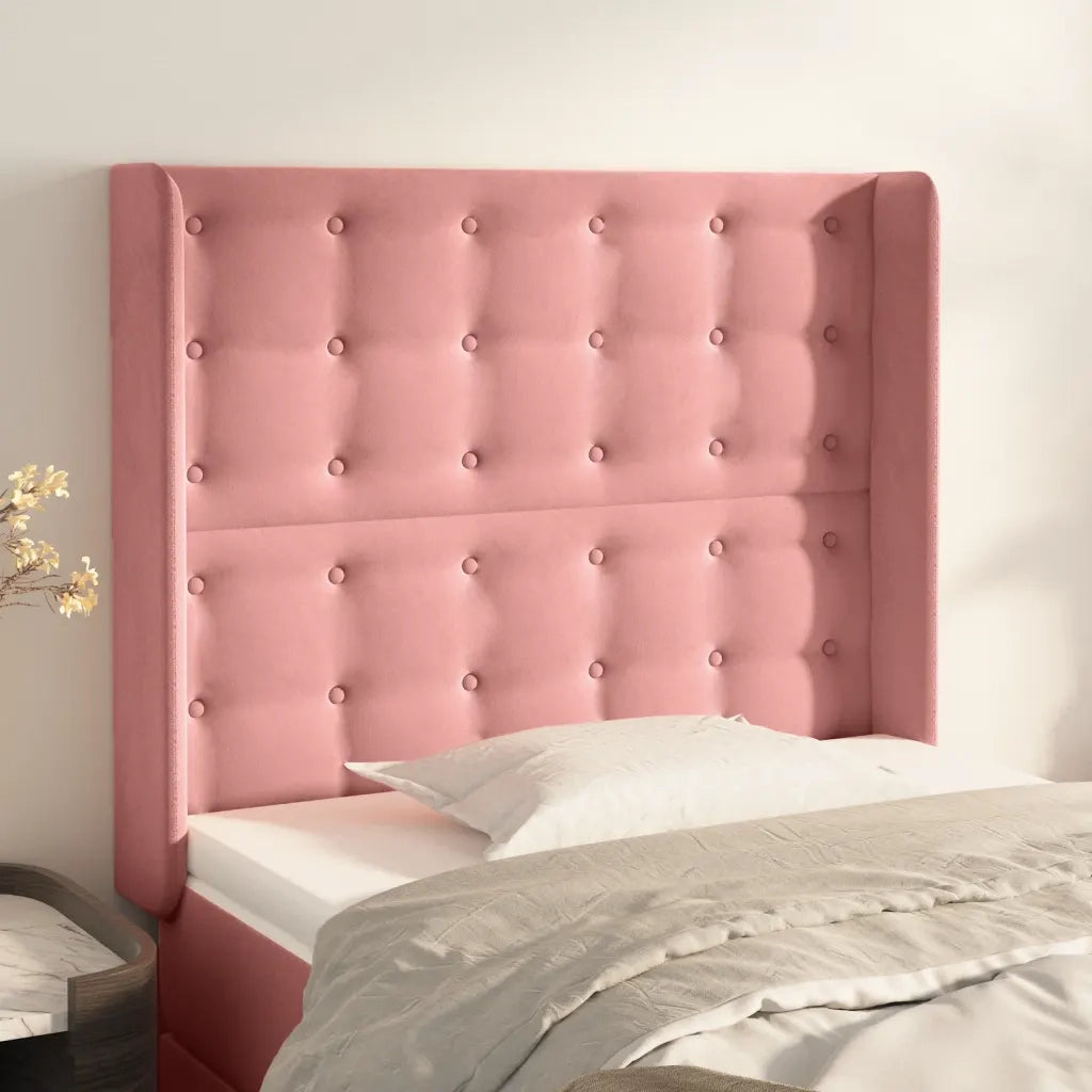 Testiera ad Orecchio Nera 103x16x118/128 cm in Vellutocod mxl 121671