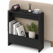 Tavolino Laterale Divano Nero Tavolo Salvaspazio Multifunzione 55x20x60 cm