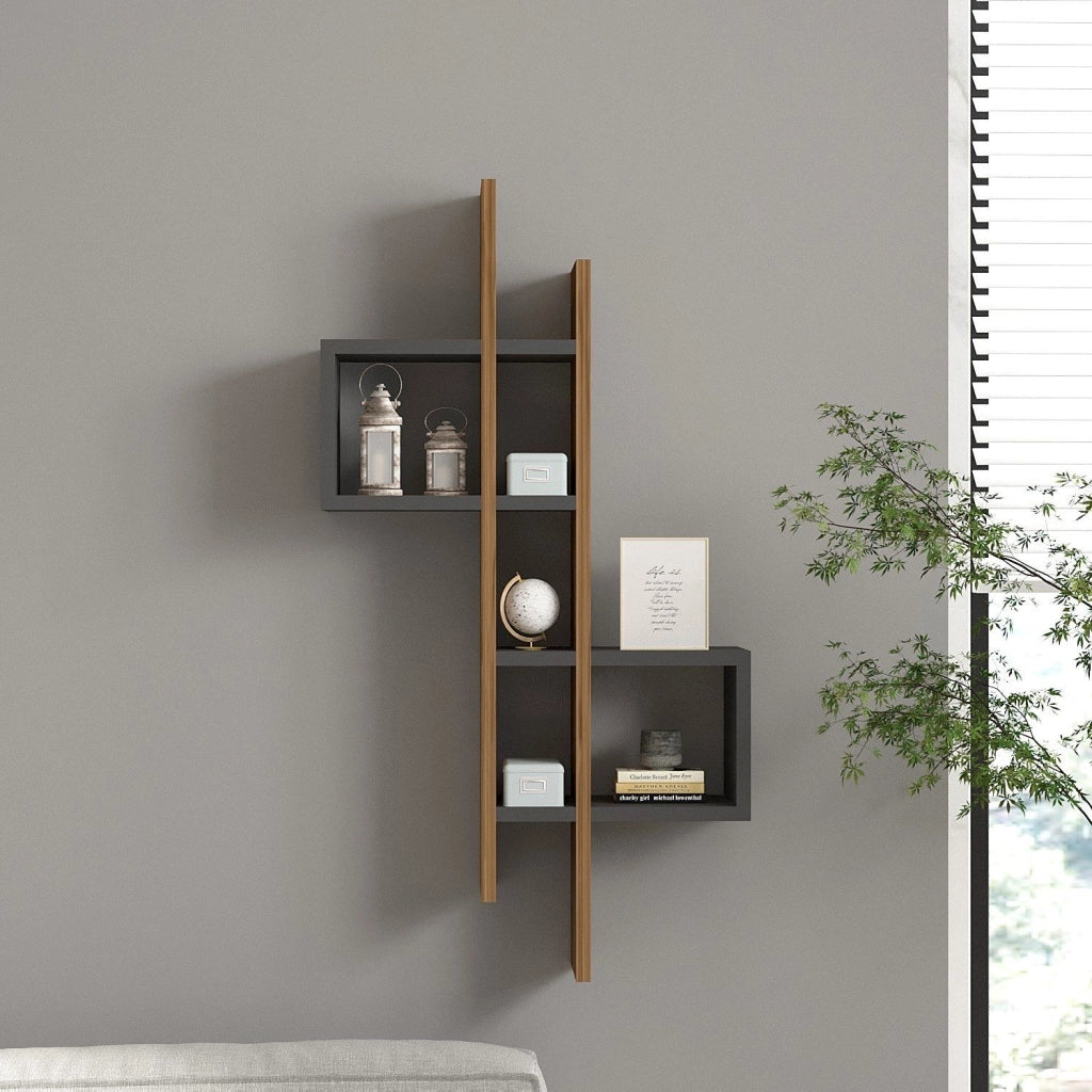 Modugno, Mensola 7 Ripiani, 54x20x108h cm Marrone Noce