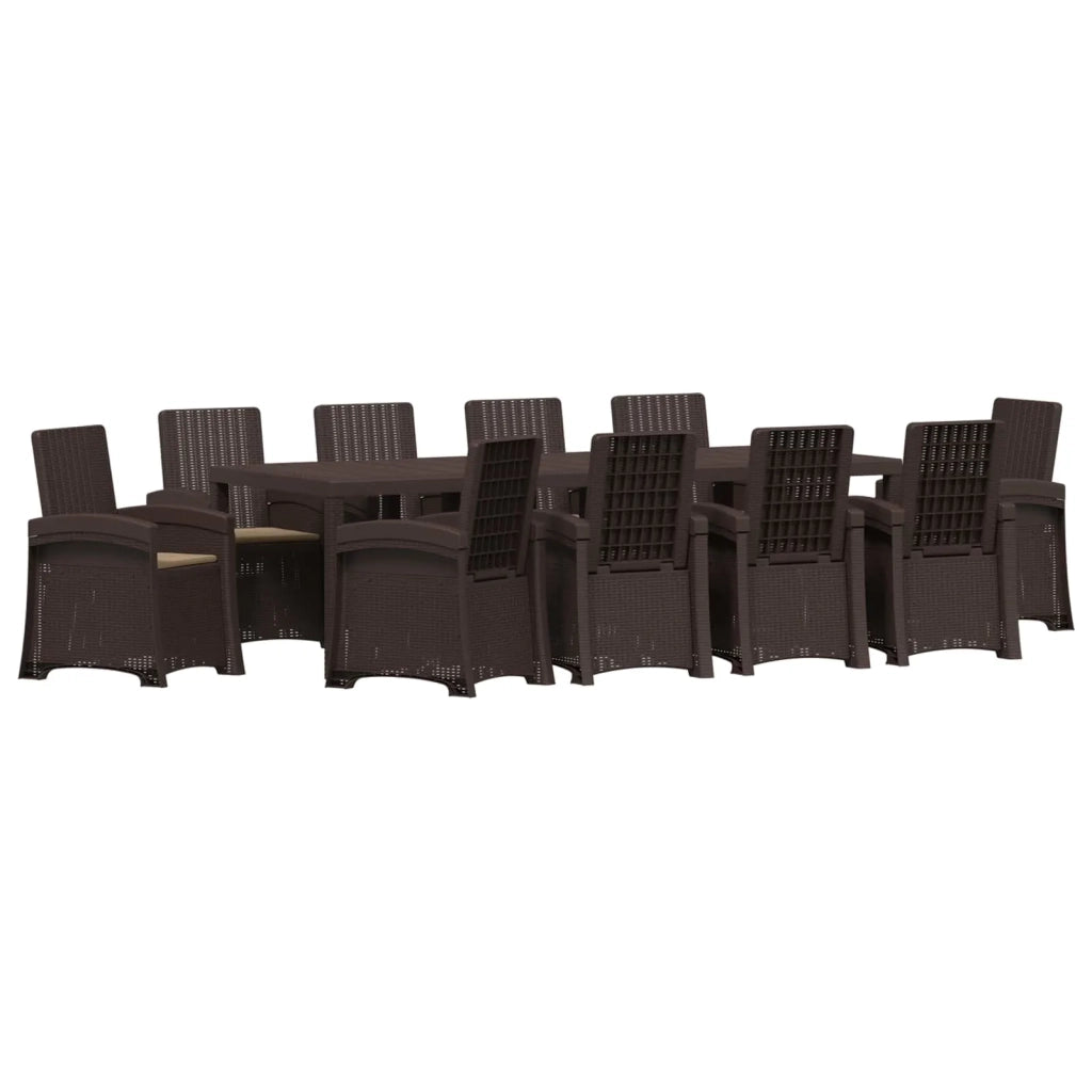Set da Pranzo per Giardino 11 pz Marrone e Tortora PP 3430173