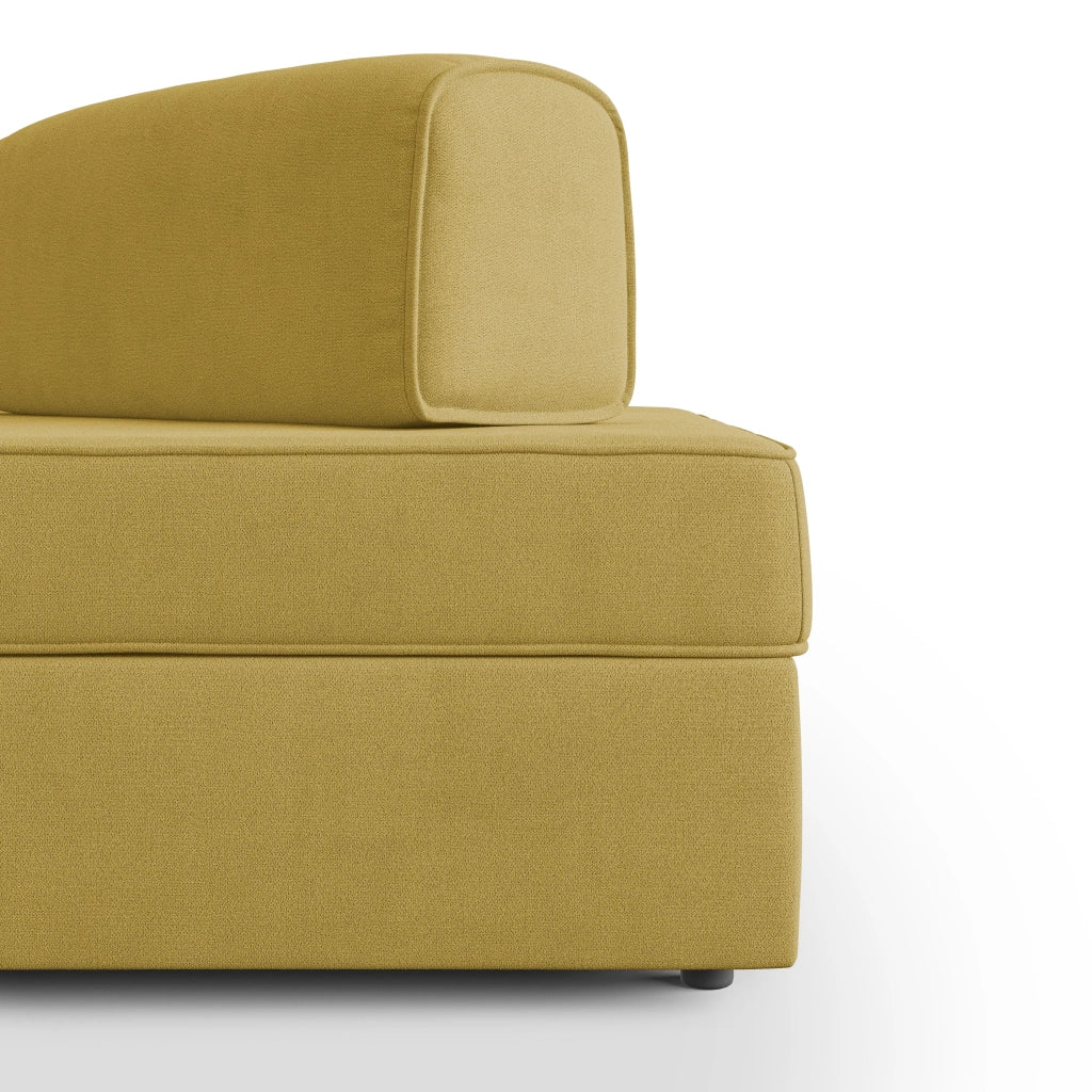 Liberty Divano con pouf estraibile e schienali movibili in tessuto morbido impermeabile T02 160 cm giallo