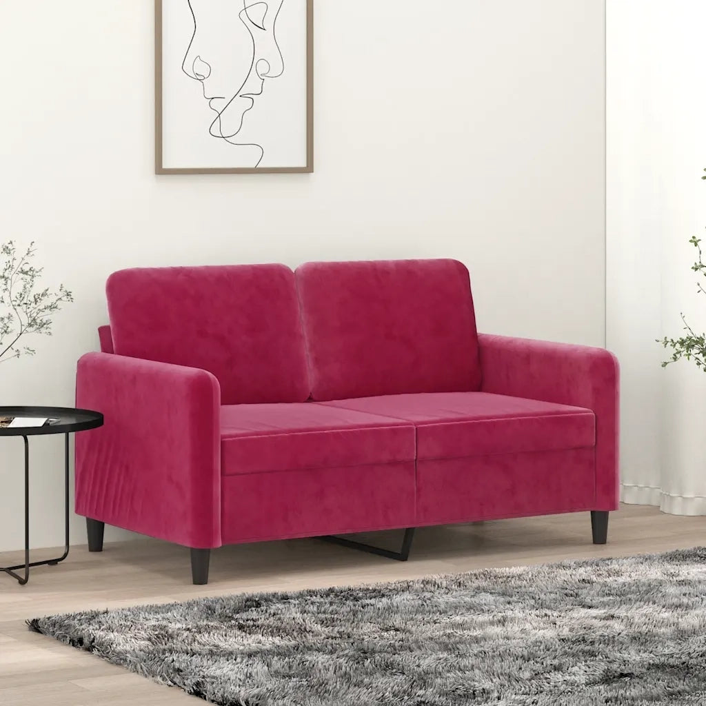 Divano a 2 Posti Rosso Vino 120 cm in Velluto 359436