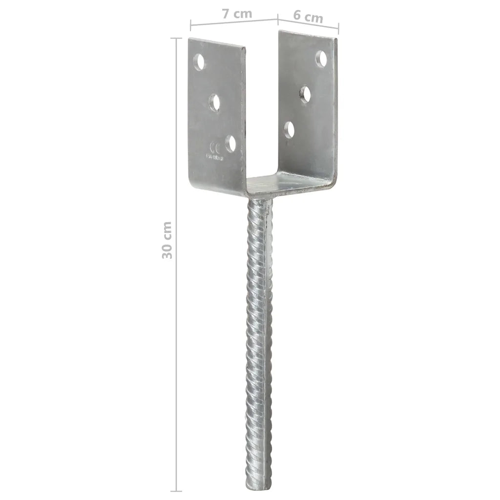 Picchetti per Recinzione 6 pz Argento 7x6x30 cm Acciaio Zincato CFW1285585
