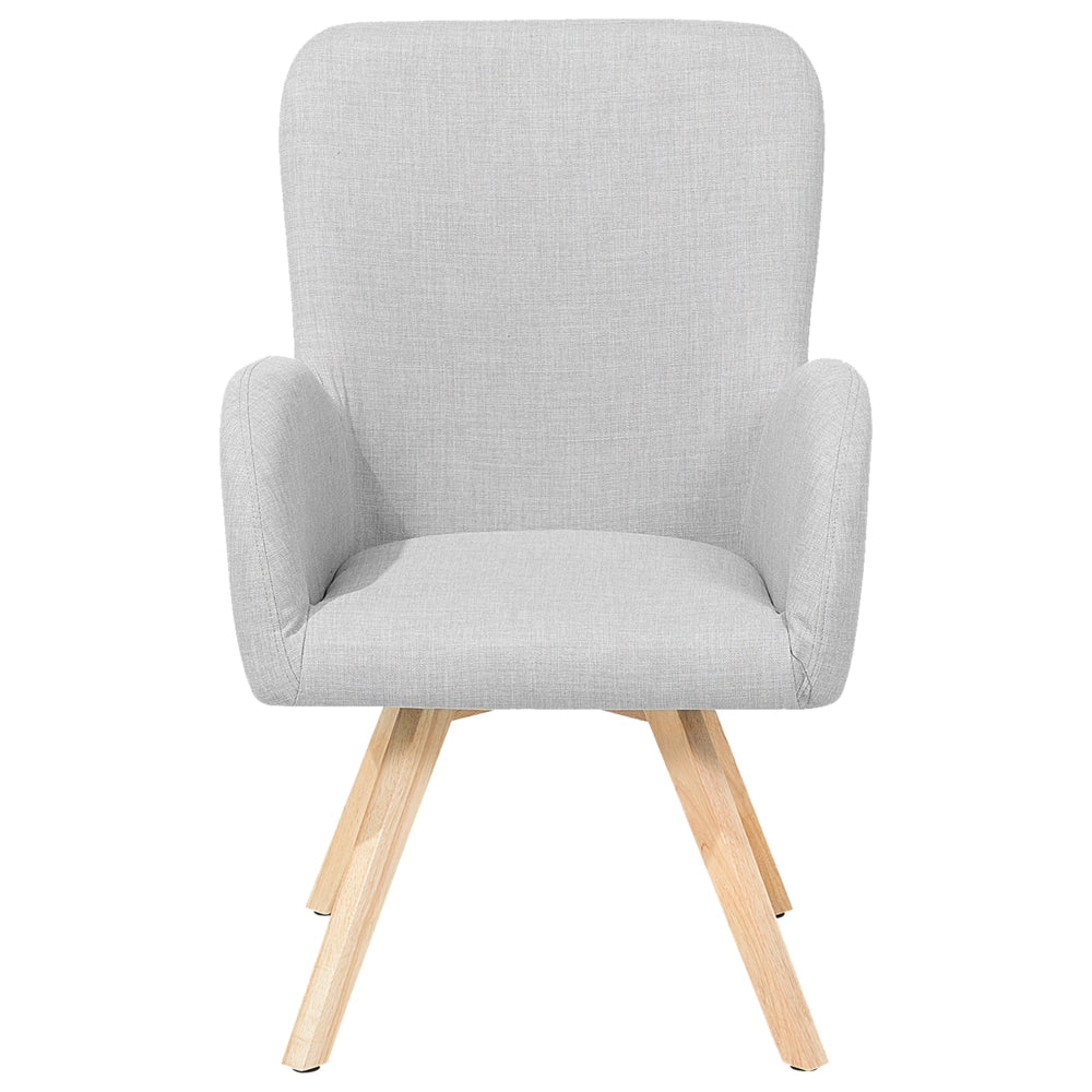 Chaise longue Sedia da club moderna con rivestimento in tessuto grigio con braccioli e gambe in legno