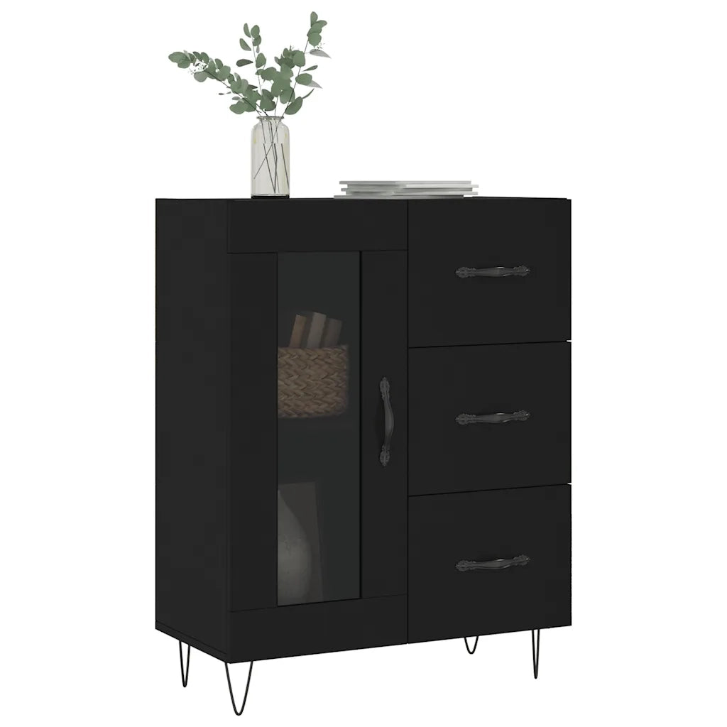 Credenza | Madia | Buffet da pranzo | Armadio da pranzo Nera 69,5x34x90 cm in Legno Multistrato