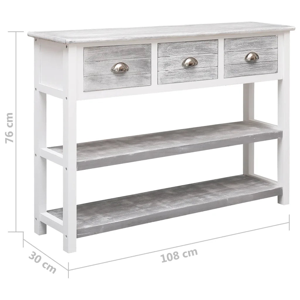 Credenza-Buffet-Armadio da cucina Grigio Antico 108x30x76 cm Legno Massello di Paulownia