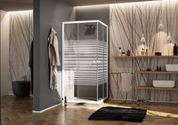 Box Doccia Angolare 80x100 cm 2 Ante Scorrevoli in Cristallo Serigrafato 4mm H185 Fosterberg Tonder Bianco