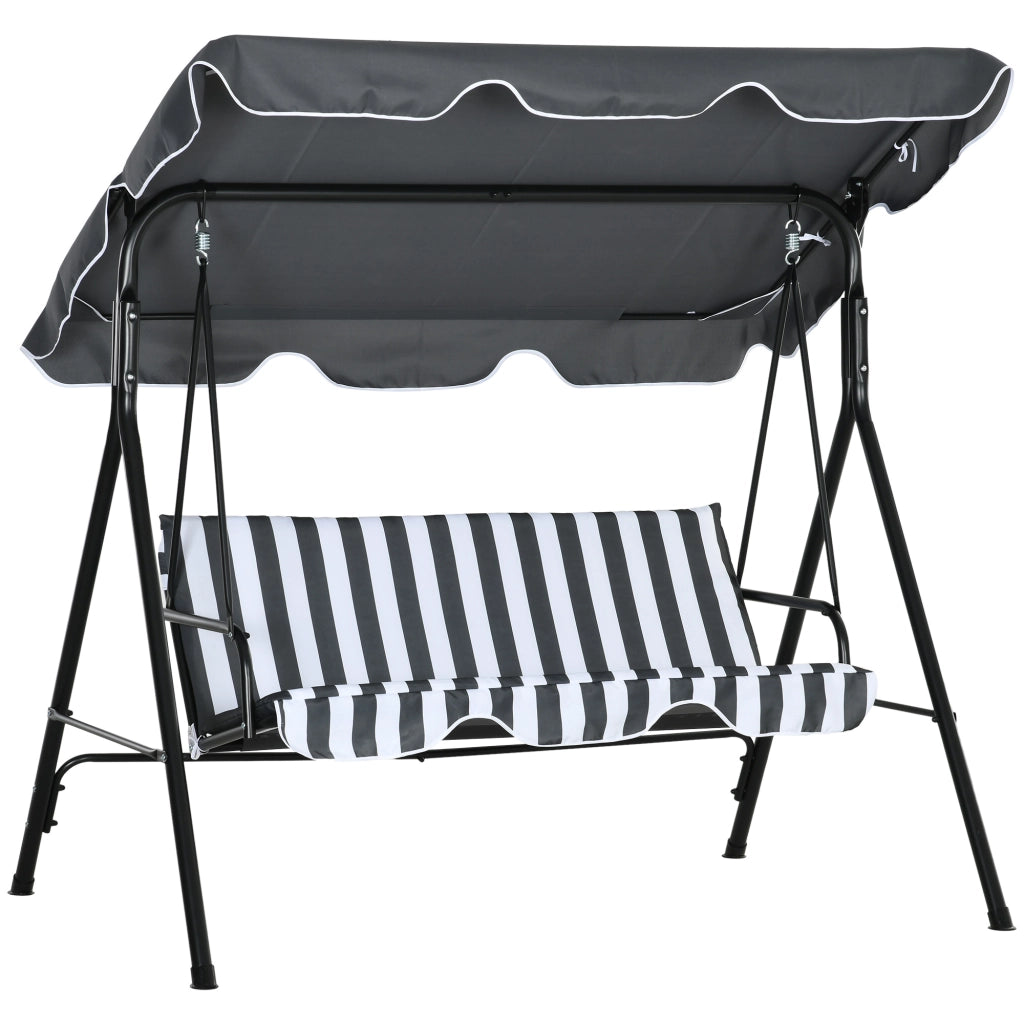 Amaca da giardino 3 posti con cuscini ¨C zephmum ¨C nero grigio 172x110x153 cm