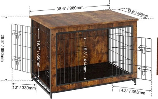 Casa per Cani - Sedia per Cani - 2 Porte - Struttura in Acciaio Resistente - 98x65x68cm - Multifunzionale