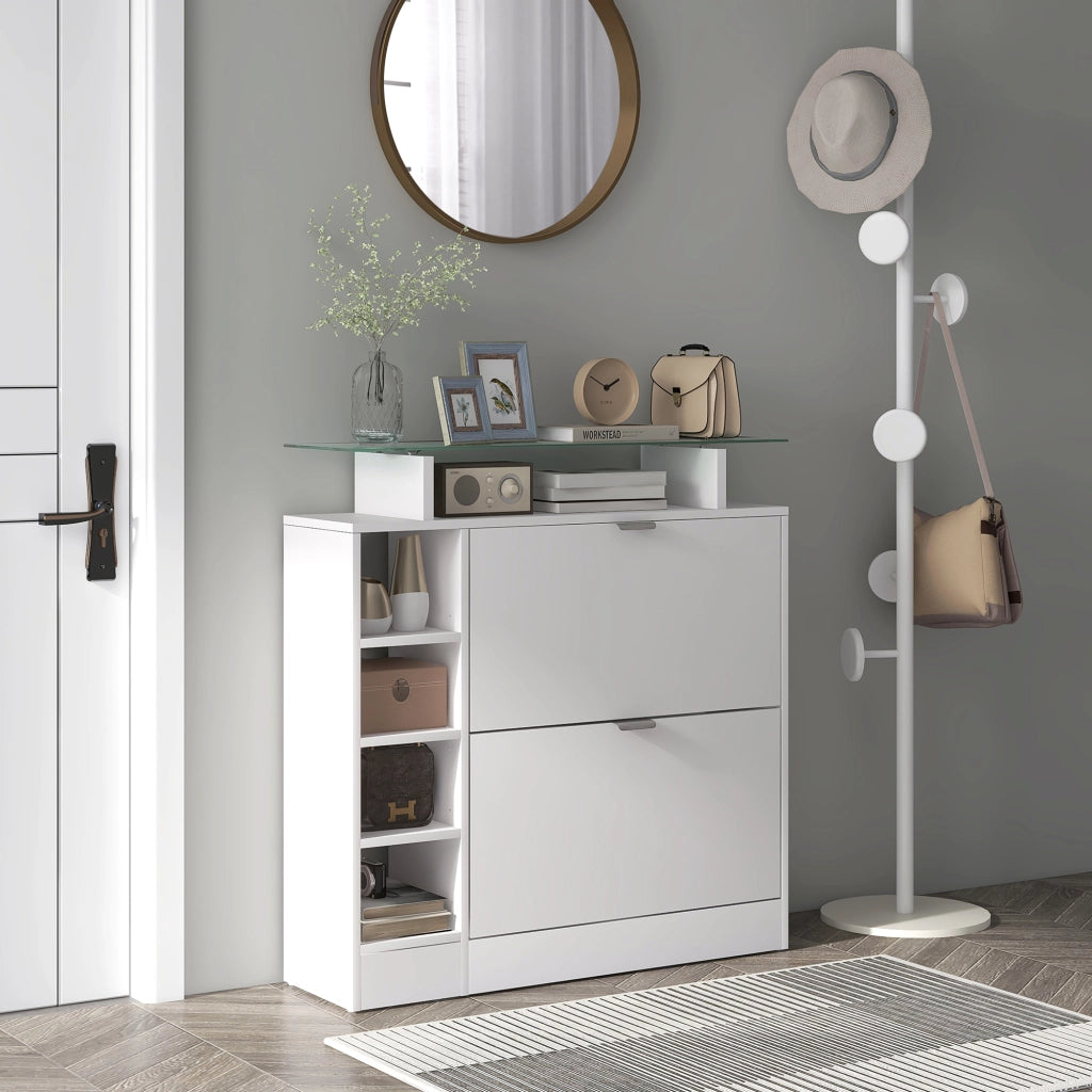 Mobile per scarpe con cassetti e ripiani ¨C zephmum ¨C bianco 89x25x92 cm