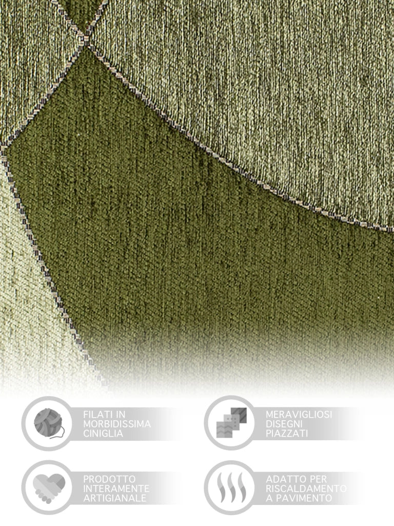 Tappeto Arredo Moderno Morbido in Ciniglia Ingresso Antiscivolo Prodotto Italiano  Soggiorno Camera Salotto Disegni Piazzati Cotone Varie Misure Grande Hills/Foresta - 65x220 cm