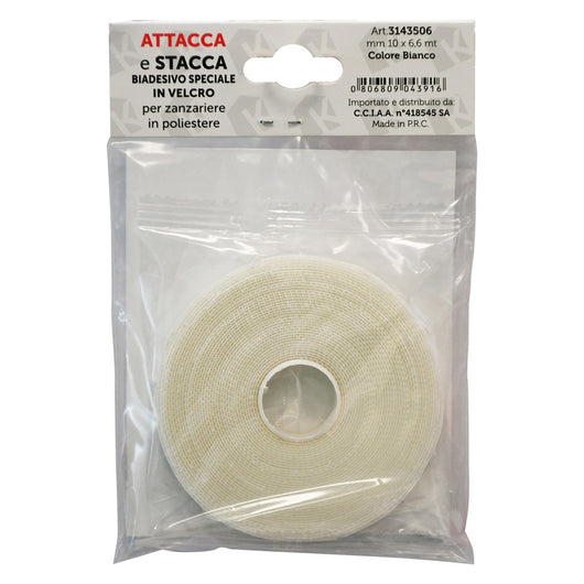 nastro in velcro per zanzariere mm 10 x 6,6 mt - colore bianco cod:ferx.3143506nlm