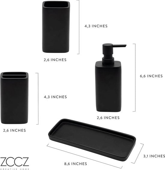 Set di accessori da bagno per regali, 4 pezzi, dispenser di sapone, piatto per sapone