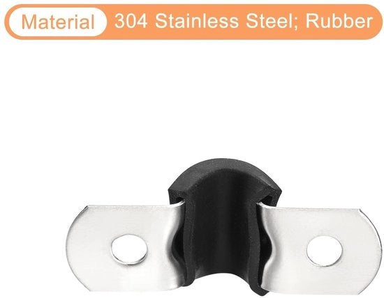 Fermo cavo a forma di U, 30 pezzi - Acciaio inossidabile/Rubbero - Resistente e corrosione - Per fissaggio tubi - Disegno compatto - Fermo cavo