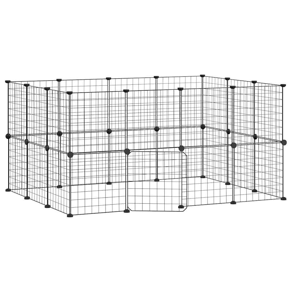 Gabbia per animali domestici a 28 pannelli con porta 35 x 35 cm nera 02_0041572