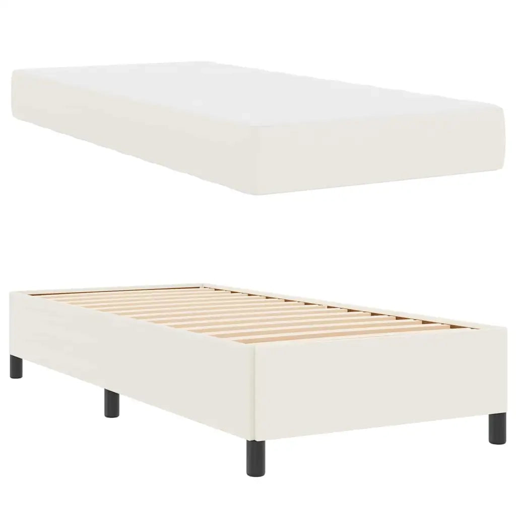 Struttura del letto con materasso Crema 90 x 200 cm Tessuto