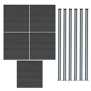 Pannelli Recinzione x5 + 6 Pali Alluminio LED Grigio Doghe PVC 185cm