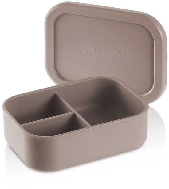 Lunchbox medio - cassa di conservazione per 3 pasti realizzata in siliconi di platina, resistente alle graffiature, termo e idro isolante, impermeabile, resistente al lavastoviglie (beige)