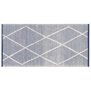 Tappeto in cotone blu e beige motivo a geometrico 80 x 150 cm camera da letto soggiorno ingresso