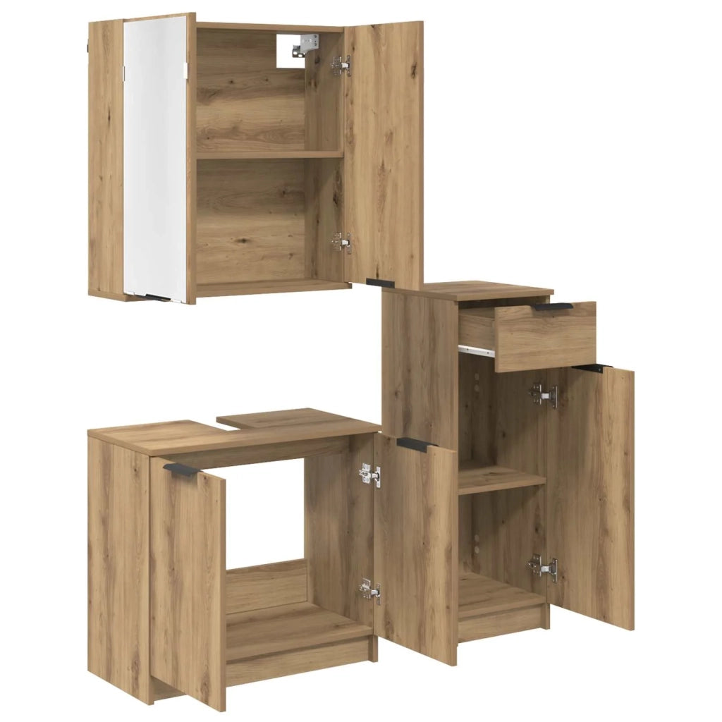 Set di mobili per il bagno con porta 3 pcs Rovere artigianale 3415875