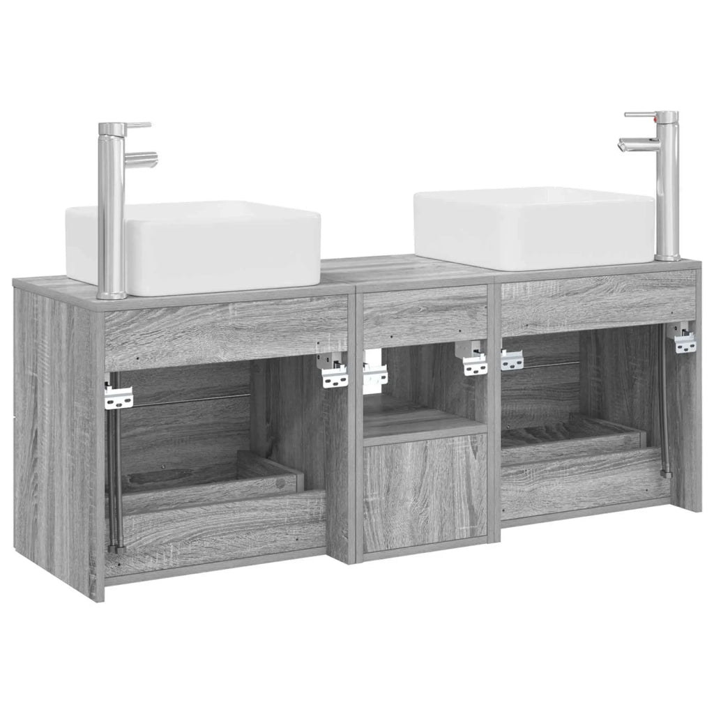 Set di Armadi da Bagno 3 pz Sonoma grigio 49,5 x 41 x 63 cm 3405824