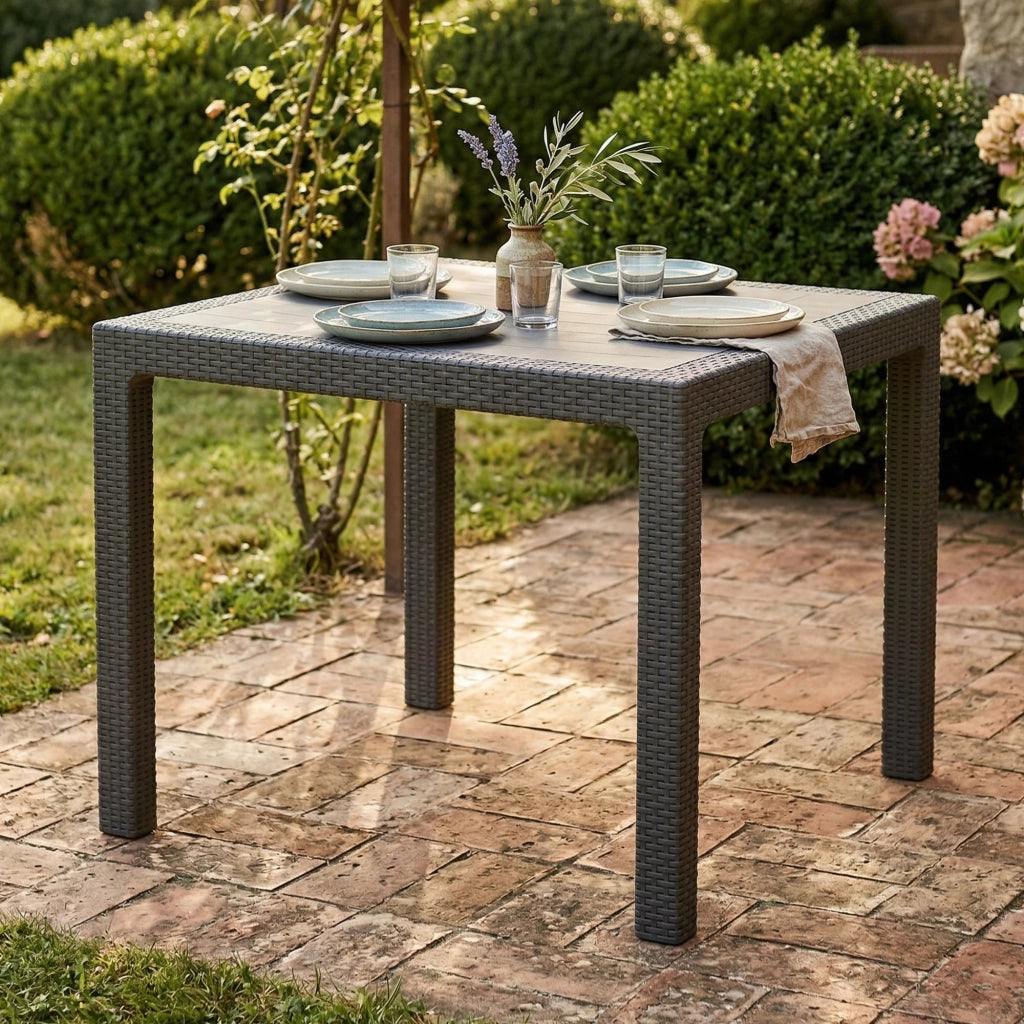 Tavolo da esterno Terrace, Base per picnic, Piano da pranzo da giardino, Banco outdoor multiuso, 95x95 h75 cm, Antracite