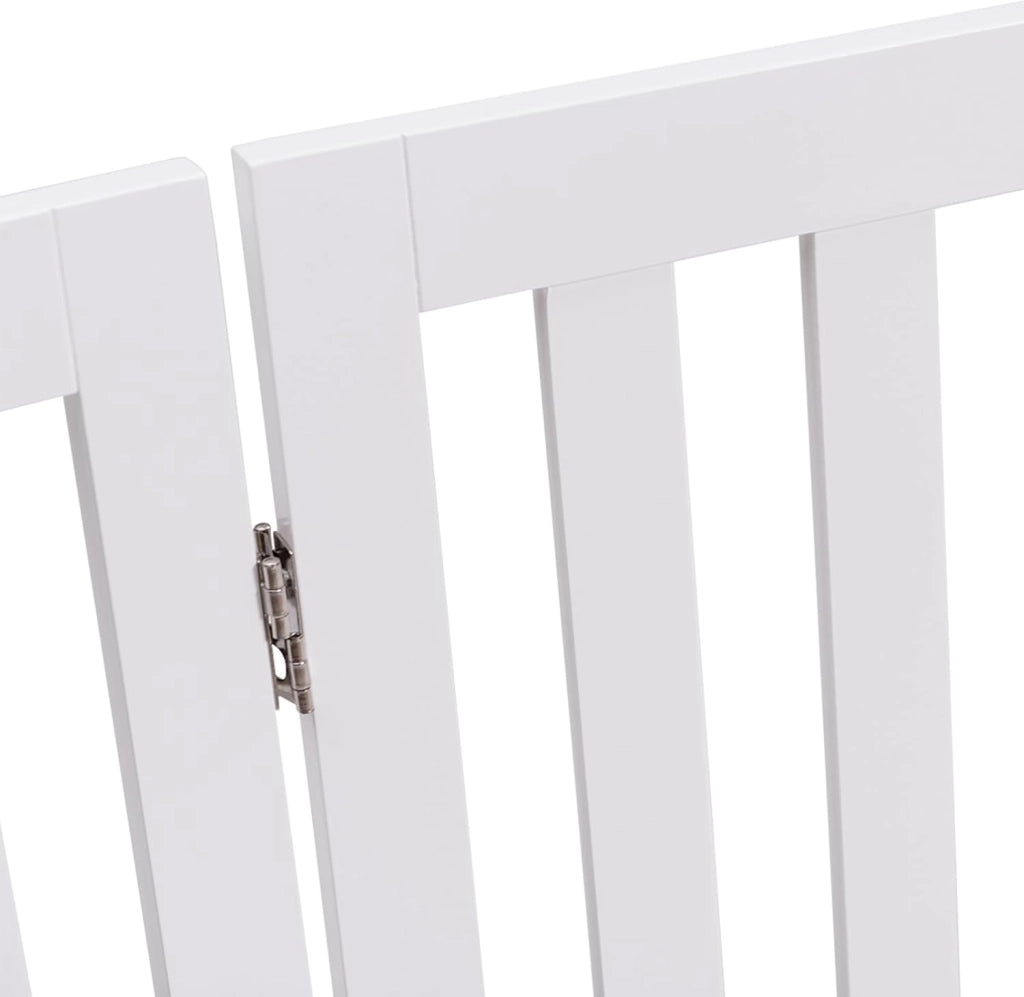 Cancelletto per Cani Pieghevole in Legno con 2 Ante, Ideale per Scale, Soggiorno e Cucina, 89 x 101 cm, Bianco