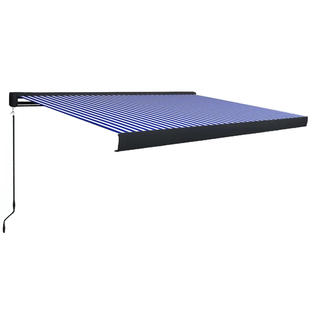 Tenda a Cassonetto Manuale 350x250 cm Blu e Bianca 3052701