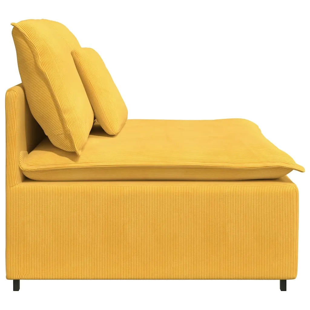 Modulo Centrale Divano Modulare con Cuscini Giallo Chiaro 100cm