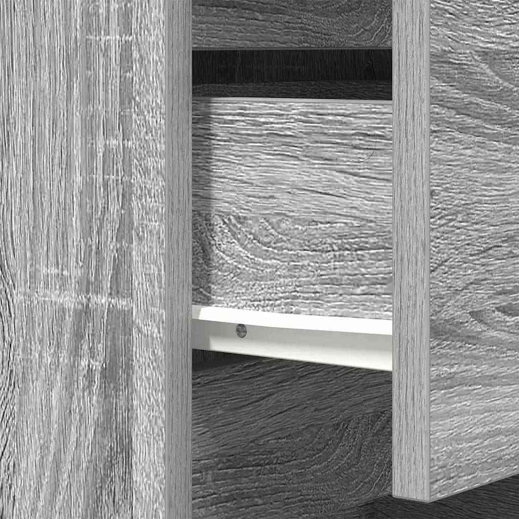 Comodino | Armadio da Notte | Mobiletto da notte con 3 Cassetti Grigio Sonoma 39x35x65 cm