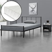 Letto 1 Piazza e Mezza Laos con Materasso 120x200 cm Letto in Acciaio con Testiera e Pediera - Nero [en.casa]