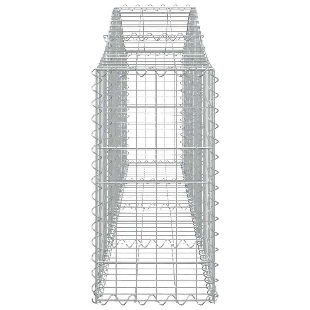 Cestini gabbioni recinzione a gabbia muro di contenimento ad arco 6 pezzi 200 x 30 x 60/80 cm ferro zincato argento 02_0040991