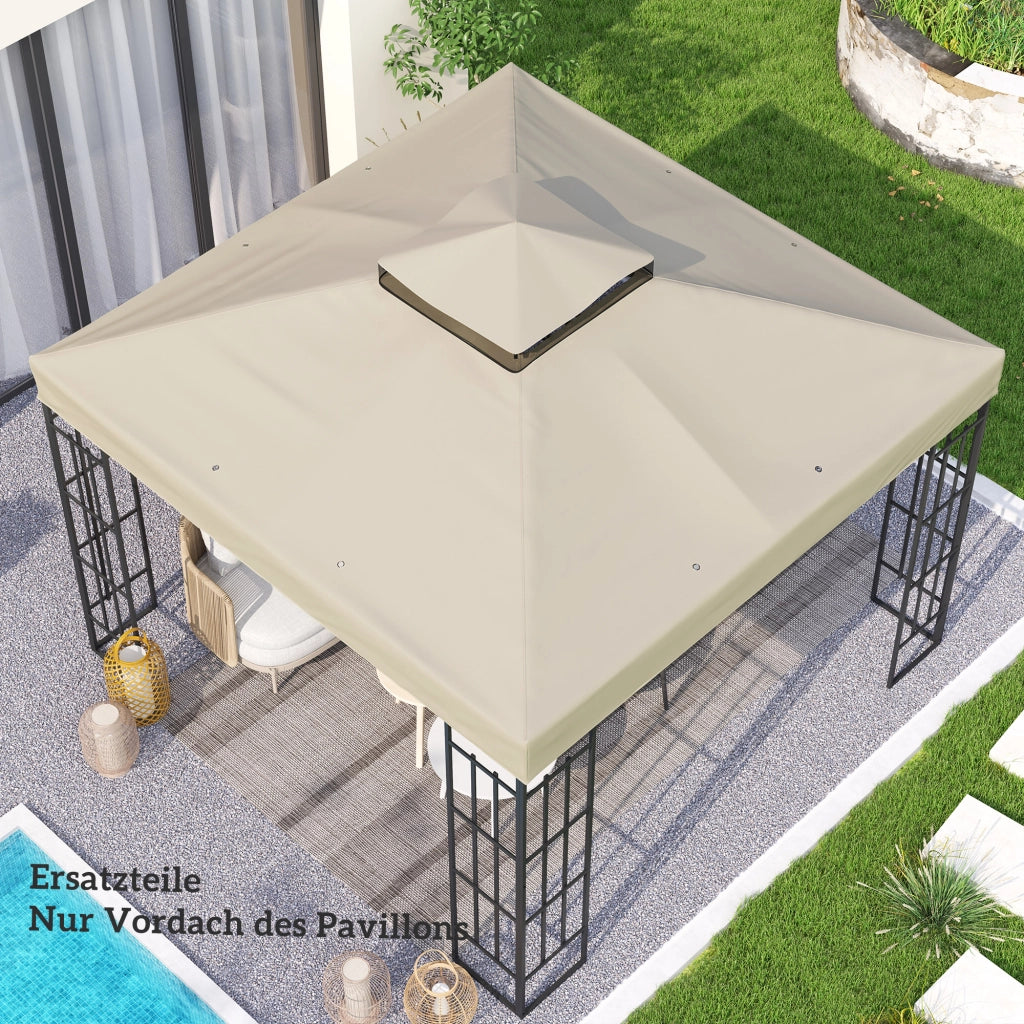 Telo di ricambio per gazebo 3x3 m, doppio tetto in Oxford 600D, bianco crema