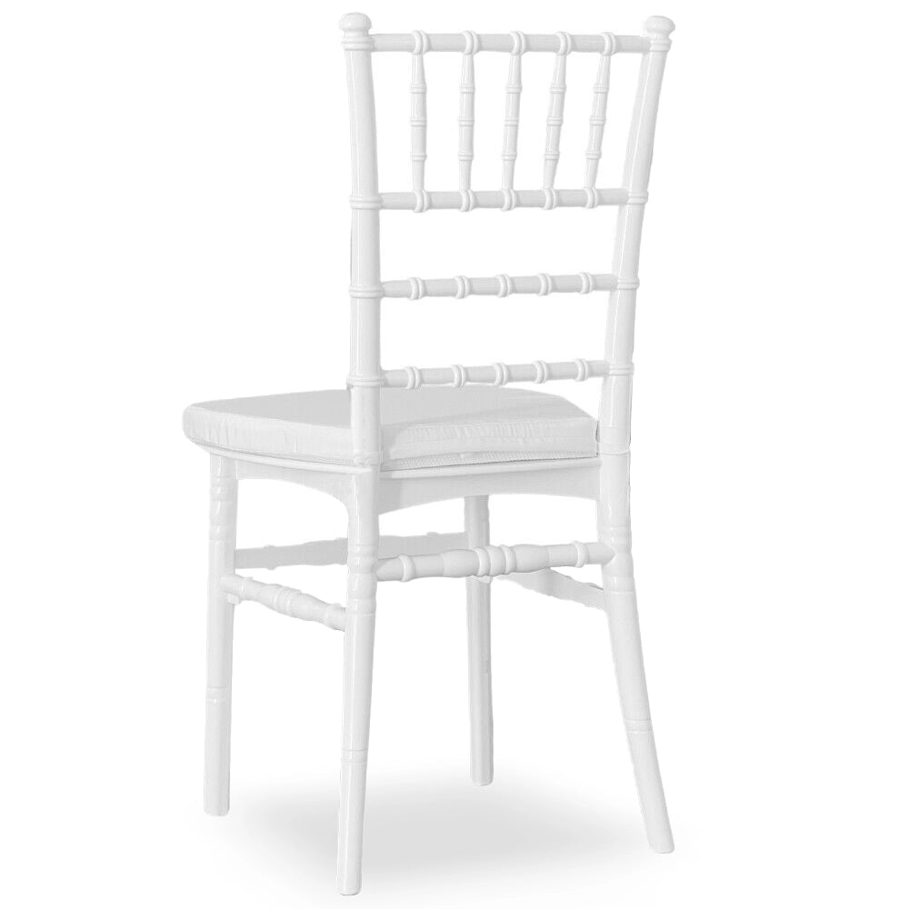 Set da 20 Sedie Chiavarine Plastica bianche con cuscino antiscivolo bianco