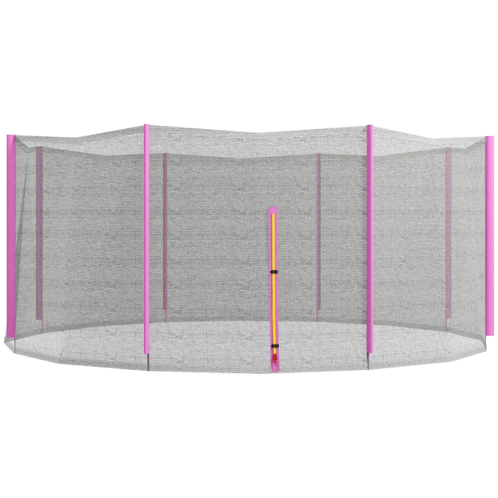 Rete di Protezione per Trampolini a 8 Pali con Ingresso con Cerniera Ø366x180 cm in PE Nero e Rosa