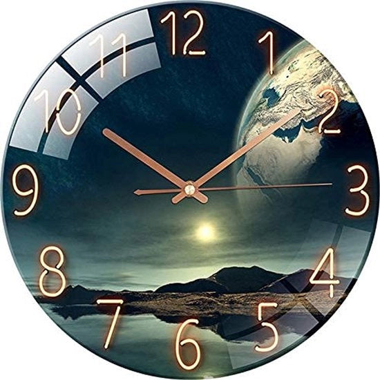 Orologio da Parete in Vetro - 30cm - Orologio da Parete Silenzioso per Soggiorno, Cucina, Ufficio e Camera