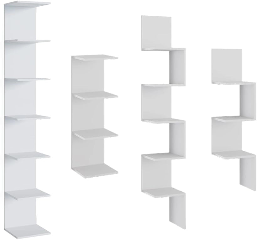 Libreria da parete Paolo, Bianco, 30 x 190 cm, montabile per riporre libri e decorazioni