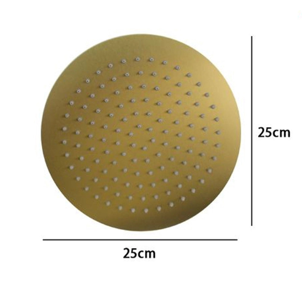Trade Shop - Soffione Doccia Ultra Slim Rotondo ø25cm Oro Satinato Attacco Universale ½ Bagno 87884 -