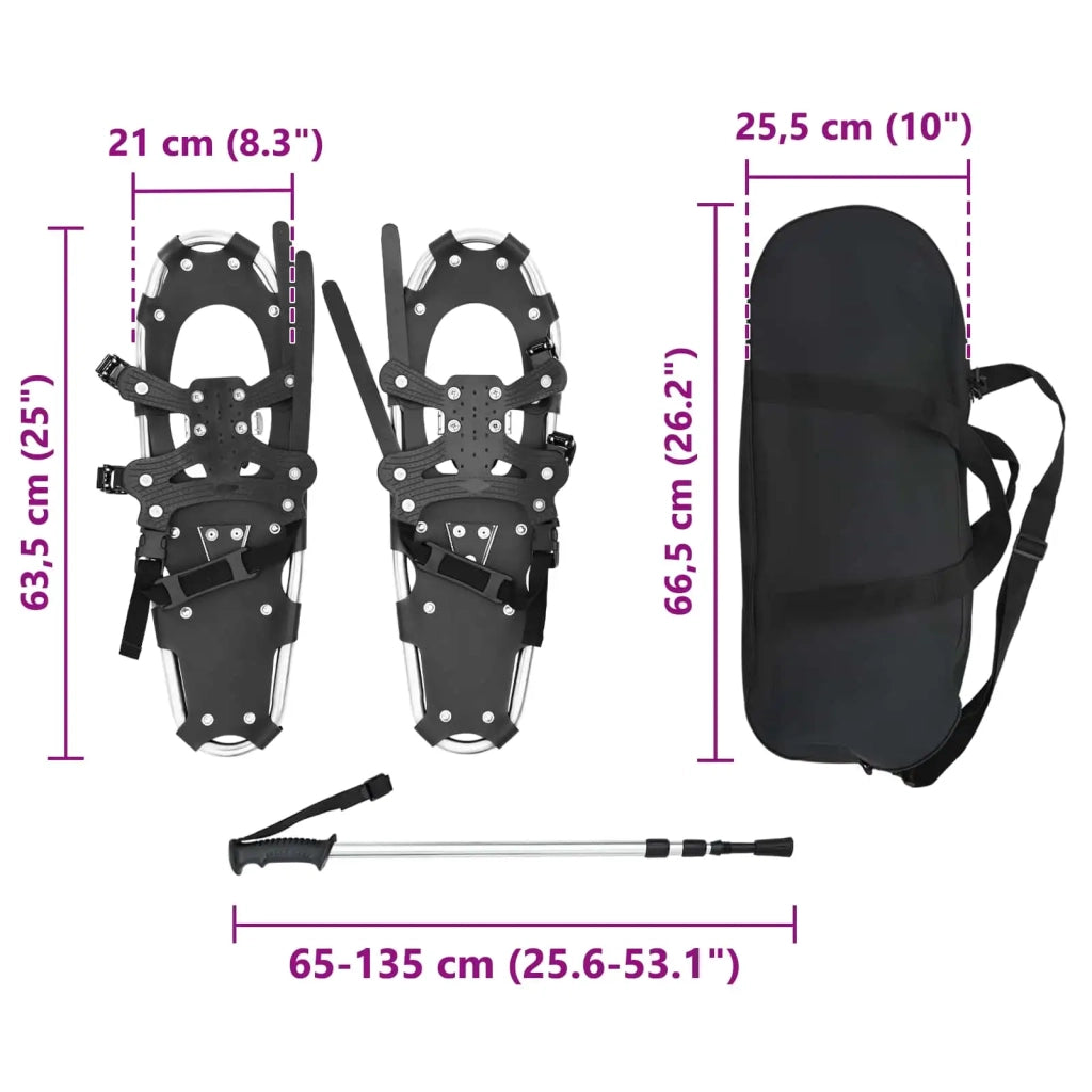 Racchette da neve 3 in 1 con bastoni da trekking Argento e Nero CFW6229025